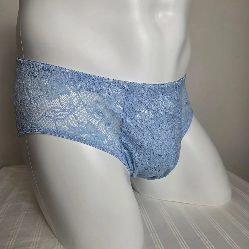 Cosabella Mens Never Say Never Lace Briefs Light Blue Low Rise Pouch Underwear